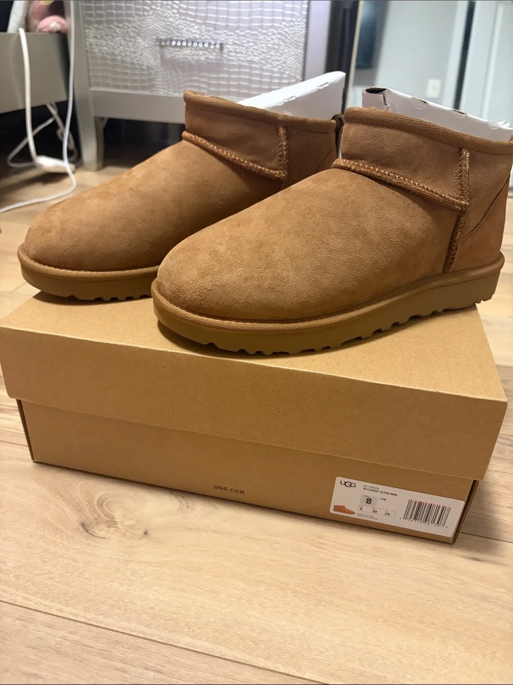 UGG Womens Classic Mini Chestnut Suede Boots
